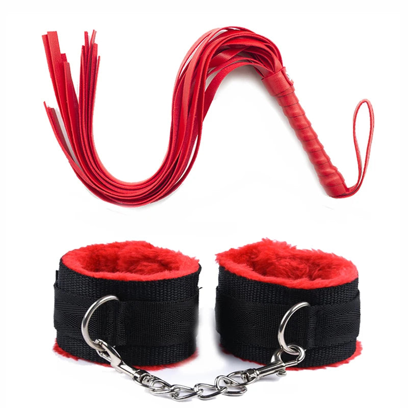 Conjunto Algema + Chicote Bondage BDSM