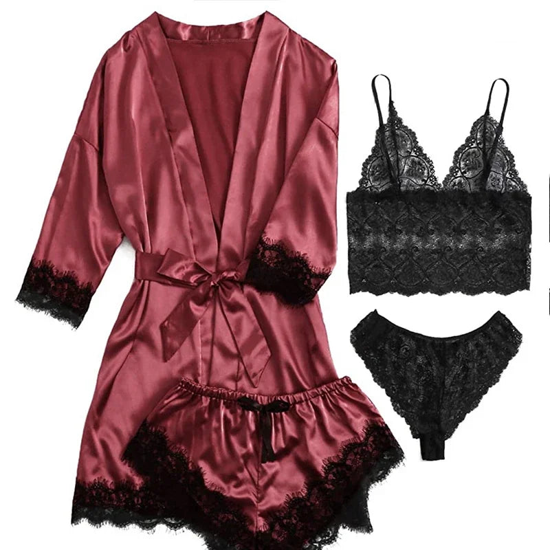 Conjunto Pijama Sexy Lingerie - 4 Peças