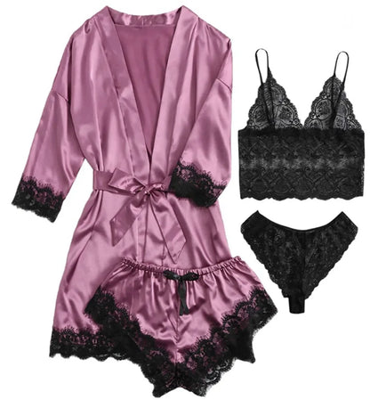 Conjunto Pijama Sexy Lingerie - 4 Peças