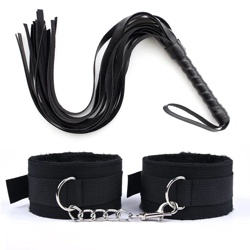Conjunto Algema + Chicote Bondage BDSM
